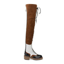 Brown Lace-Up Over the Knee Boots