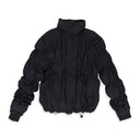 BLACK WATERPROOF RUCHED DOWN PUFFER JACKET