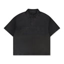 Black Leather Short Sleeve Polo