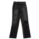 Amiri Crop Straight Lthr Denim Pants - Black
