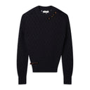 Black Nissan Textured Crewneck Sweater