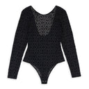 Black Mesh High Cut Bodysuit