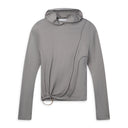 Gray Draped Piping And Metal Ring Hoodie