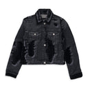 Black Flock Denim Jacket