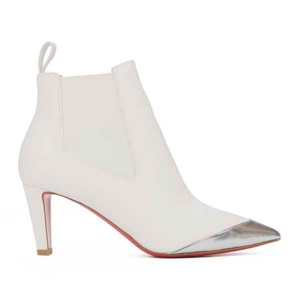 White/Silver Leather Chelsea Boots