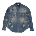Blue Trashed Denim Shirt