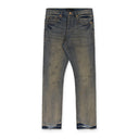 Indigo Oil Repair Slim Straight Jeans