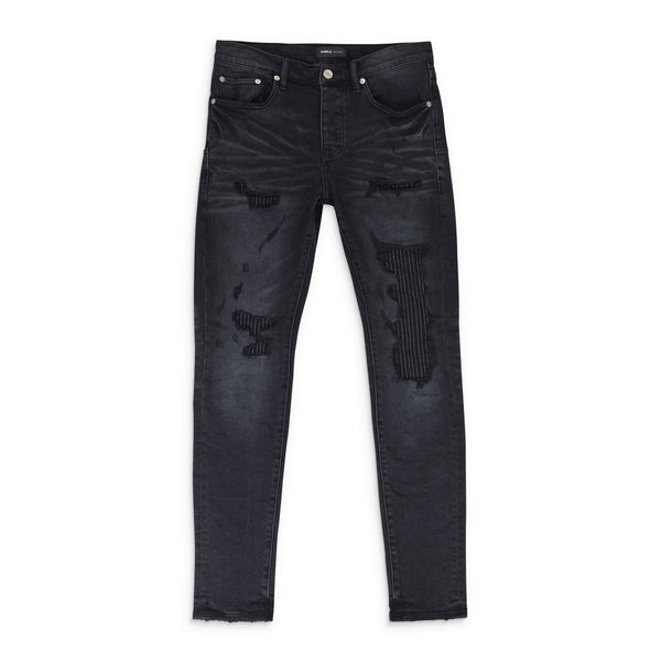 Black Lurex Repair Overdye P001 Jeans