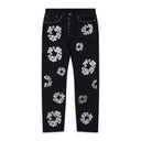 Black Rhinestone Cotton Wreath Jeans