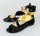 ROLL JETI LEATHER BLACK SANDALS & FLIP-FLOPS