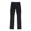 Black P004 Resin Coated Flared Cargo Skinny Jeans
