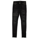 LEATHER STITCH LOGO JEAN Aged Black Straight-Fit Jeans