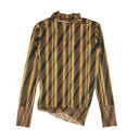 Orange Multi Exclusive Printed Mesh Turtleneck