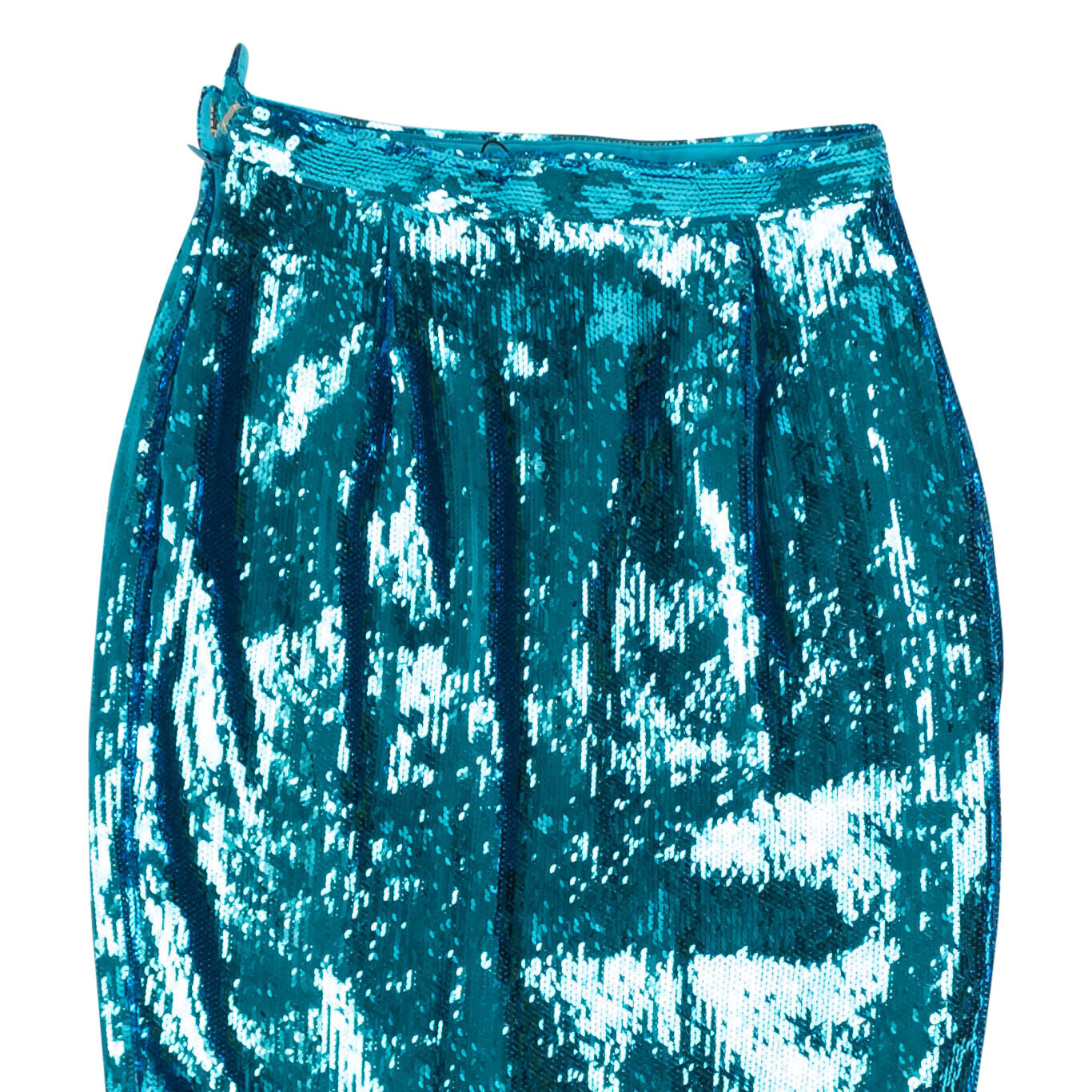 Rodarte Sequin Fitted Ruffle Detail Skirt - Teal