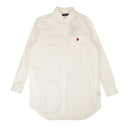 White Long Rose Applique Embroidered Oxford Shirt