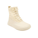 LEATHER MIX HI-TOP OFF WHITE SNEAKERS