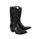BLACK LEATHER WESTERN COWBOY BOOTS