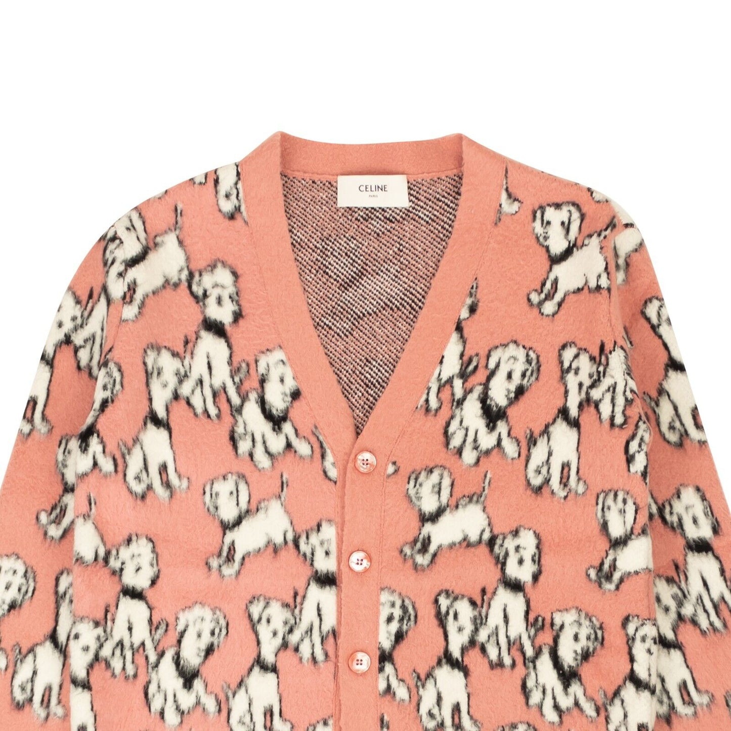 NWT CÉLINE Pink Cotton Jacquard Brain On 2020 Cardigan Sweater