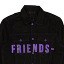 Black Purple Friends Embroidered V Graphic Denim Jacket