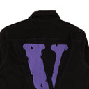 Black Purple Friends Embroidered V Graphic Denim Jacket