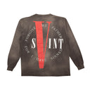 Grey Aged Long Sleeve Logo T-Shirt