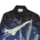 Blue Vol De Nuit Silk Twill Button Down Shirt