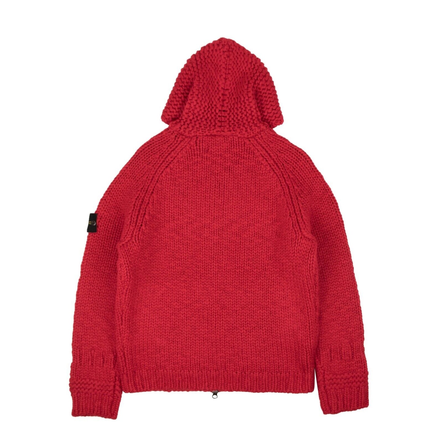 Stone Island Wool Chunky Knit Zip Up Sweatshirt - Red