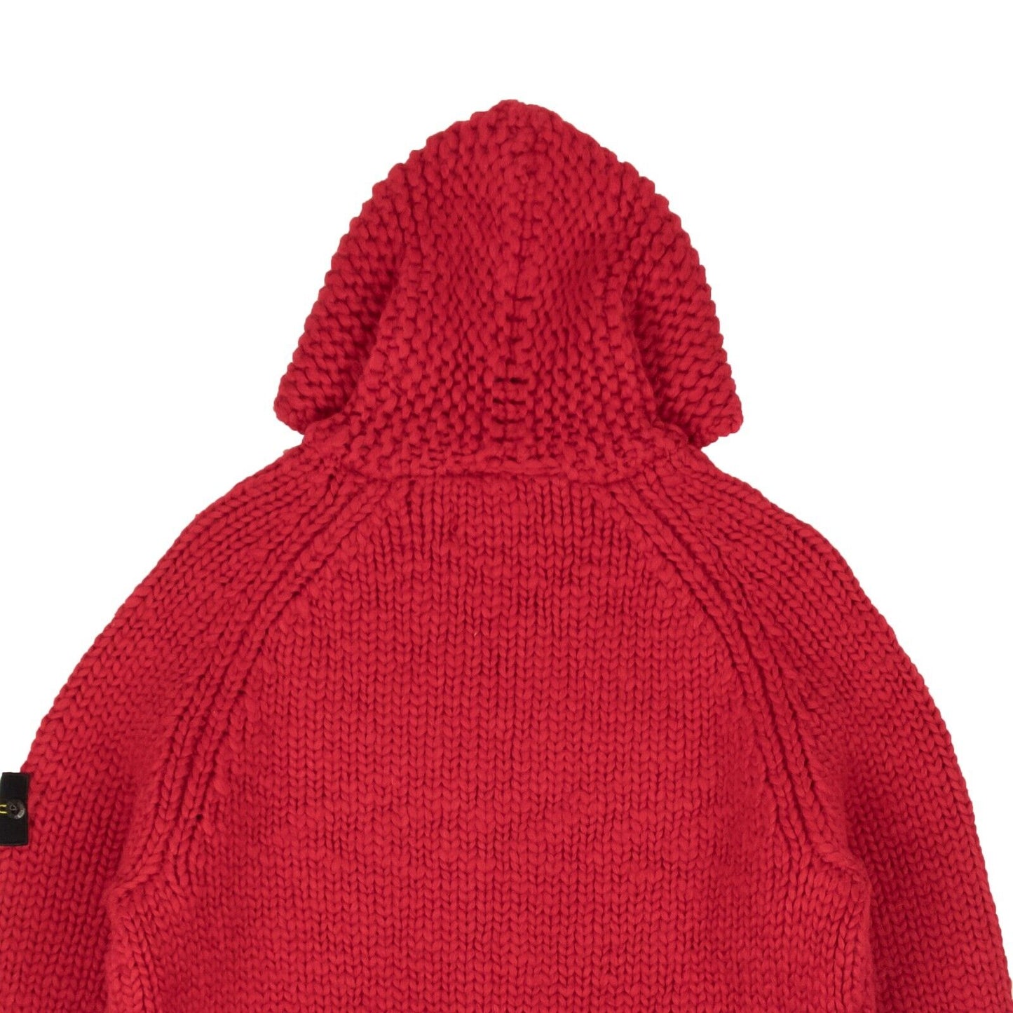 Stone Island Wool Chunky Knit Zip Up Sweatshirt - Red