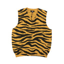 Yellow And Black Tiger Print Sweater Vest