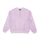 Lavender Cotton Mesh Detail Long Sleeve T-Shirt