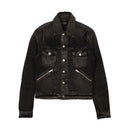 Aged Black Cotton Core Double Slanted Trucker Jacket