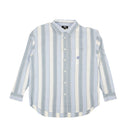 Blue Cotton Wide Stripe Button Down Shirt