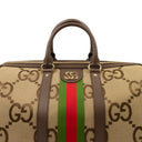 Camel Brown Cotton Jumbo GG Motif Duffle Bag