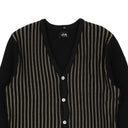 Black Cotton Stripe Button-Up Cardigan Sweater