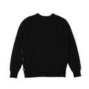 Black Cotton Stripe Button-Up Cardigan Sweater
