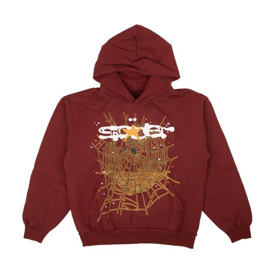 Maroon Cotton Web Logo Hoodie