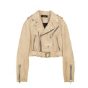 Amiri Braided Suede Cropped Biker - Sand