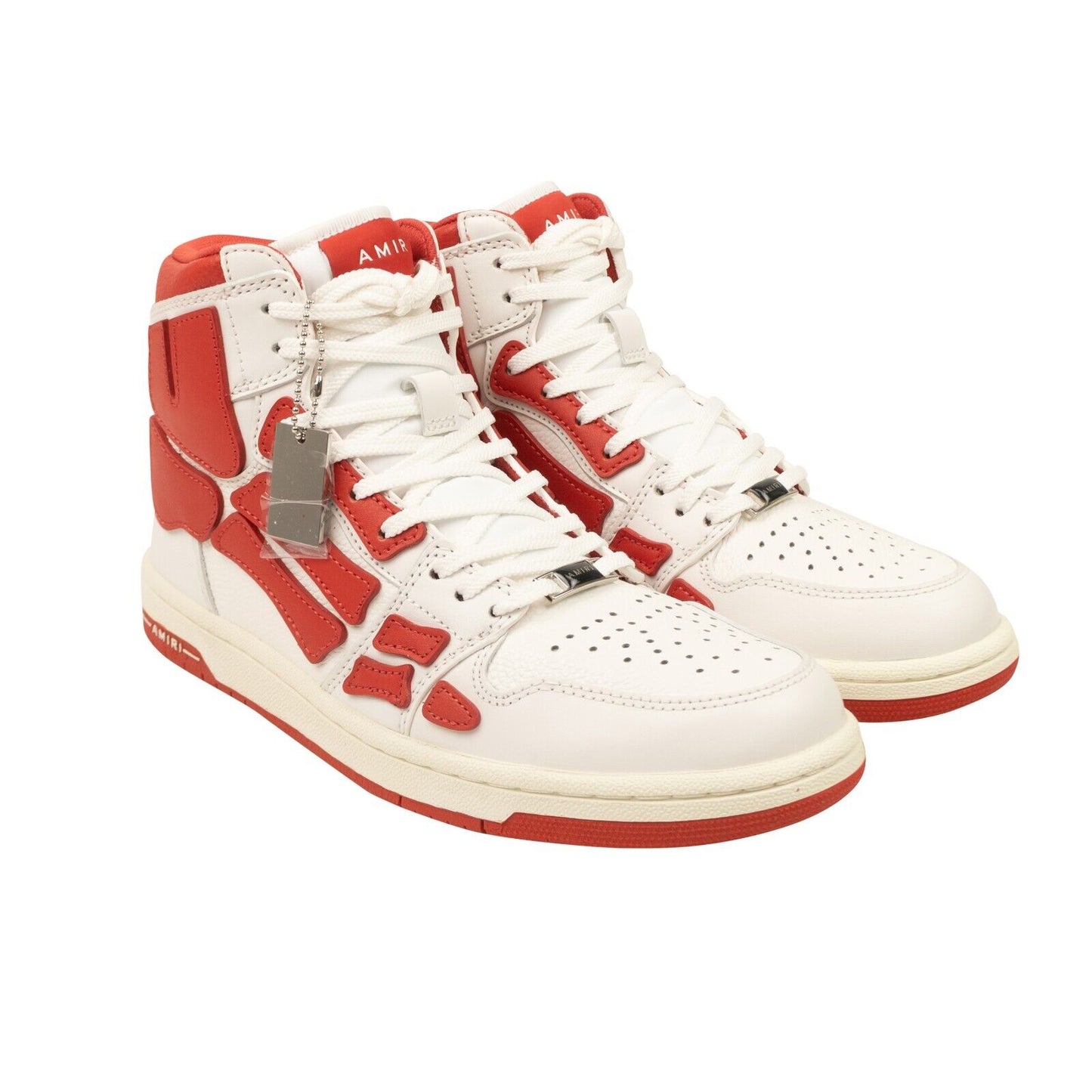 Red And White Leather Skeleton Bones High-Top Sneakers