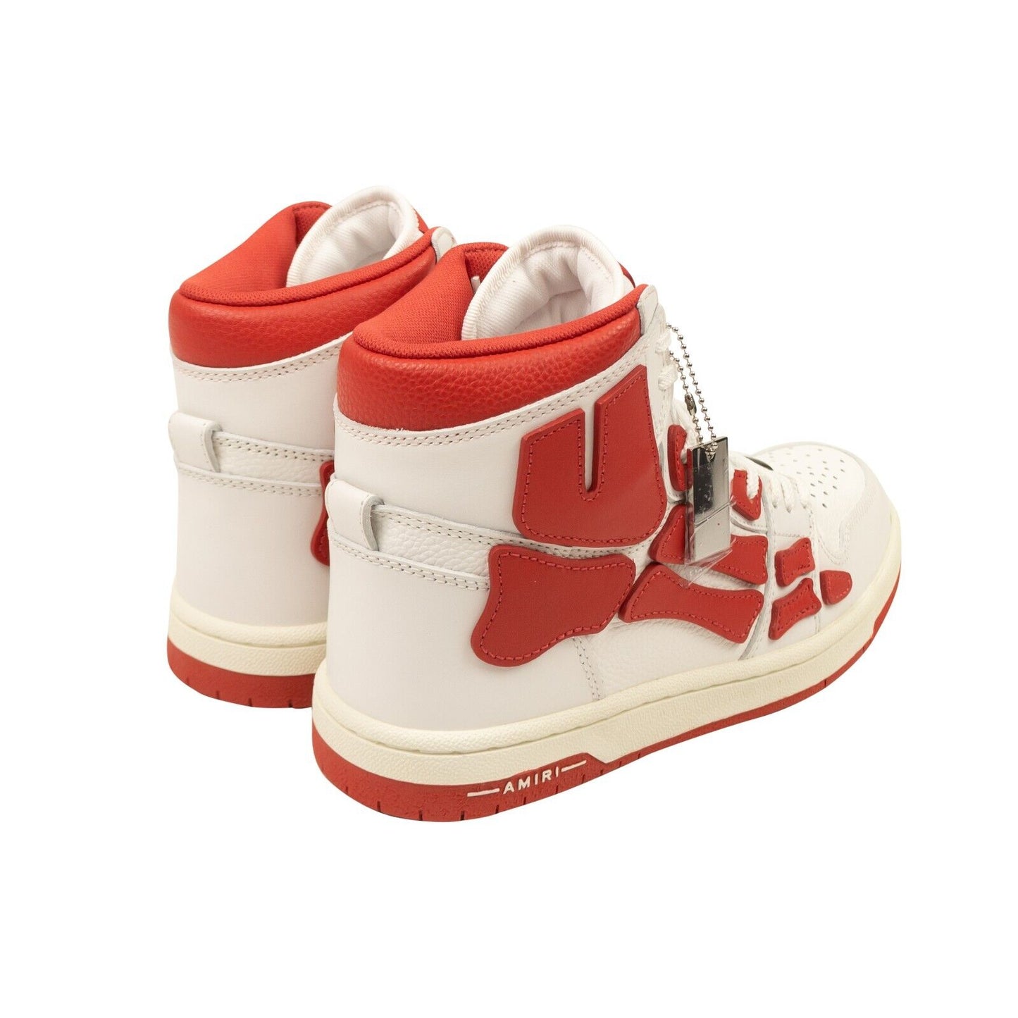 Red And White Leather Skeleton Bones High-Top Sneakers