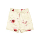 Cream Wine Glass Spill Design Silk Shorts