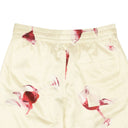 Cream Wine Glass Spill Design Silk Shorts
