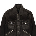 Aged Black Cotton Core Double Slanted Trucker Jacket