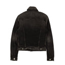 Aged Black Cotton Core Double Slanted Trucker Jacket