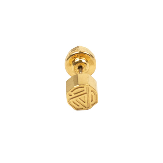 Gold Emblem Single Stud Earring