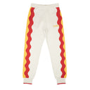 White And Red Cotton Knit Track Pants