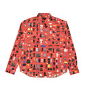 Men's Red Cotton Allover Print Button Down Shirt