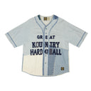Blue Cotton Reconstructed Denim Baseball Shirt