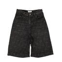 Women's Stone Black Cotton Kick Skate Logo Shorts