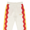 White And Red Cotton Knit Track Pants