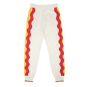 White And Red Cotton Knit Track Pants